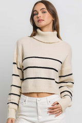 STRIPE T-NECK SWEATER