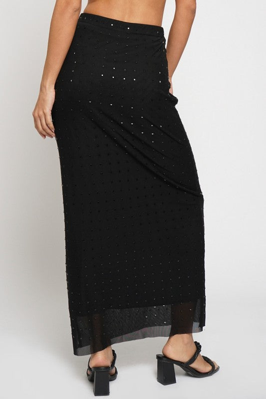 HOT FIX MESH MAXI SKIRT