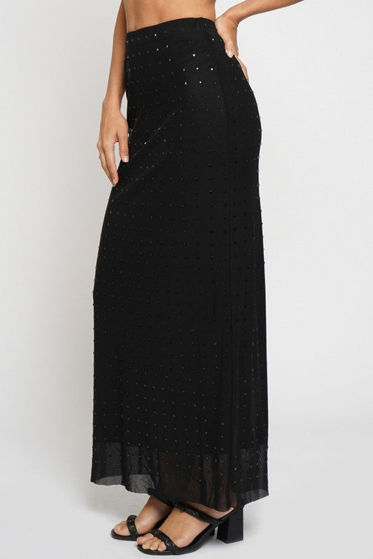 HOT FIX MESH MAXI SKIRT