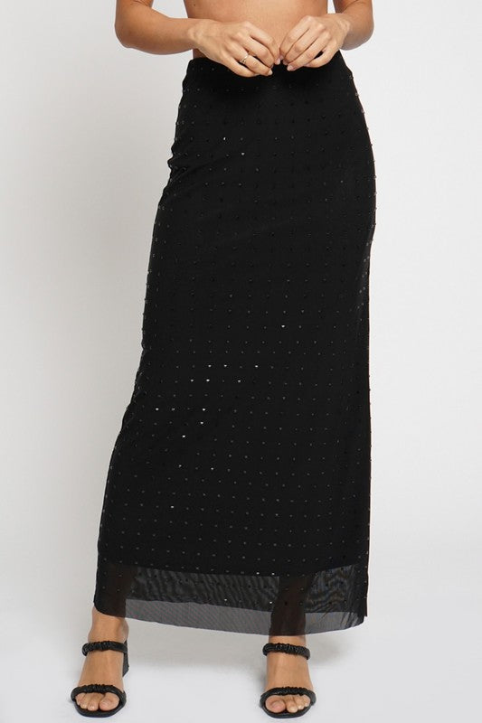 HOT FIX MESH MAXI SKIRT