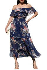 EVIE - OFF SHOULDER PRINT DRESS