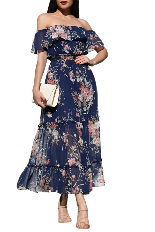 EVIE - OFF SHOULDER PRINT DRESS