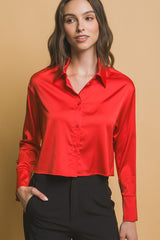 CROP SATIN SHIRT