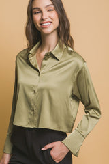 CROP SATIN SHIRT