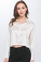 CROP SATIN SHIRT