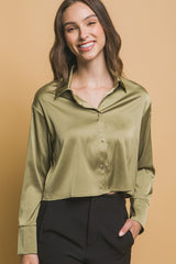 CROP SATIN SHIRT