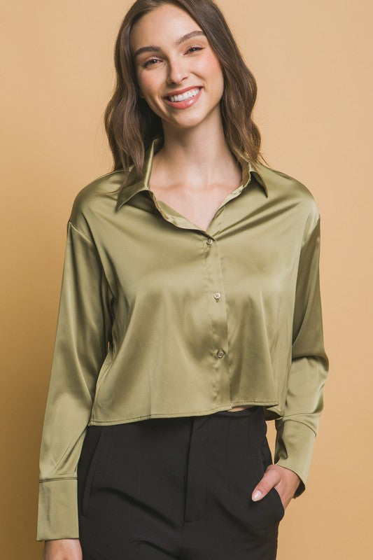 CROP SATIN SHIRT