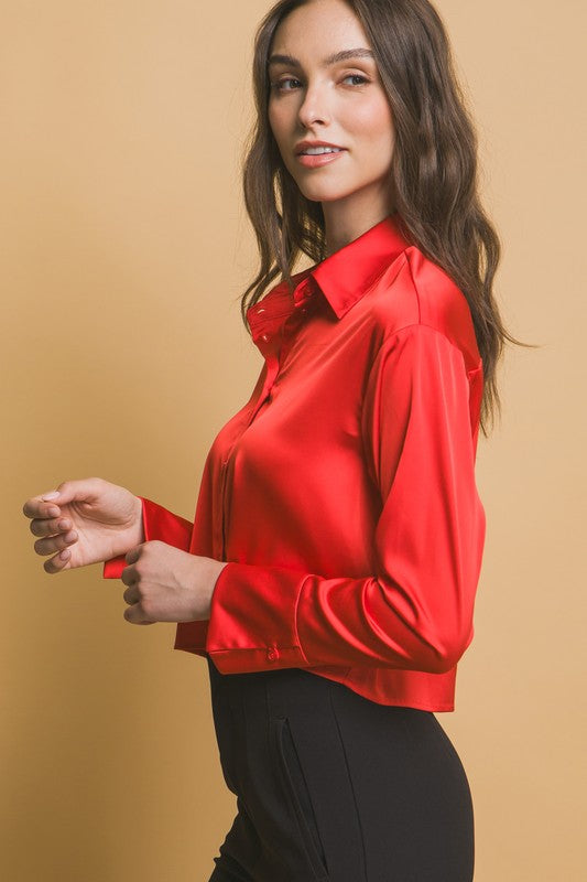 CROP SATIN SHIRT