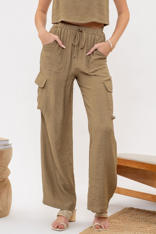 Bella & Wren Design  Yaya Woven Wide Leg Trousers with Slit