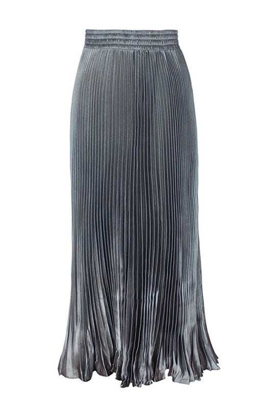 FOIL PLEATED MAXI SKIRT