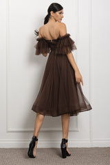 CLOUD - TULLE OFF SHOULDER MIDI DRESS