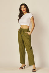 LINEN BLEND PAPERBAG PANTS