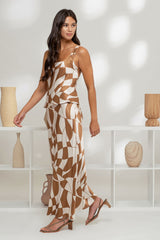 GEO - ABSTRACT SATIN MIDI SKIRT