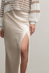 SATIN SLIT MAXI SKIRT