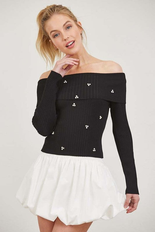 OFF SHOULDER STONE SWEATER