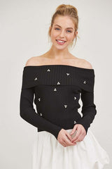 OFF SHOULDER STONE SWEATER