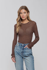 SHEER RIBBED SWEATER