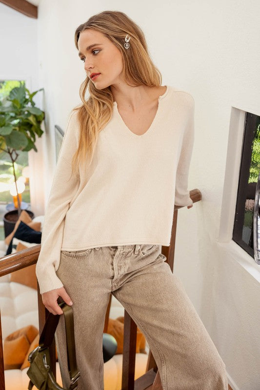 NOTCH COLLAR SWEATER