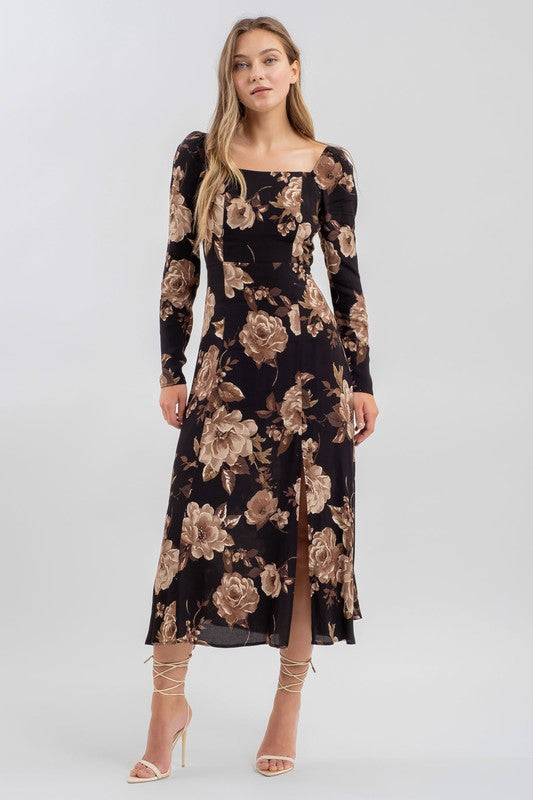 FLORAL SQUARE NECK DRESS