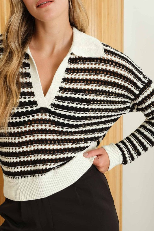 JOHNNY STRIPE CROCHET SWEATER