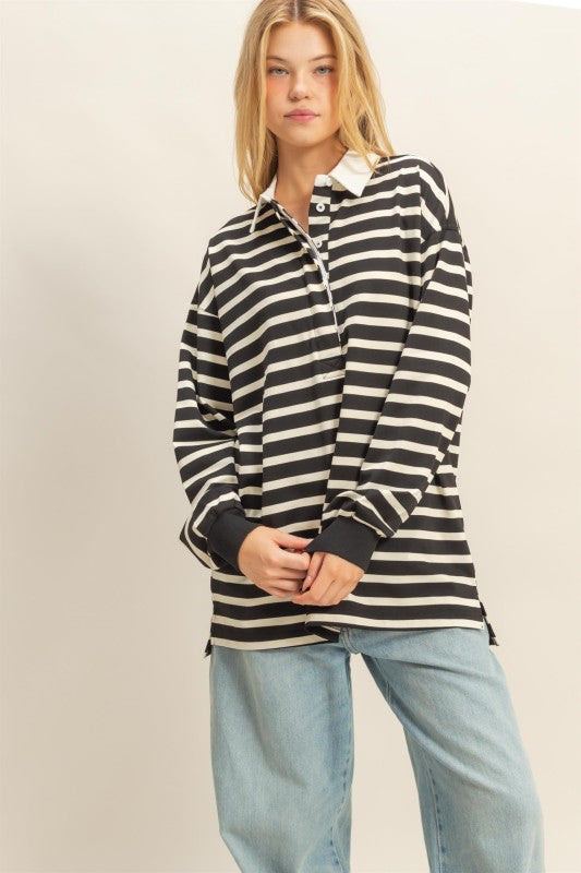 STRIPE POLO TOP
