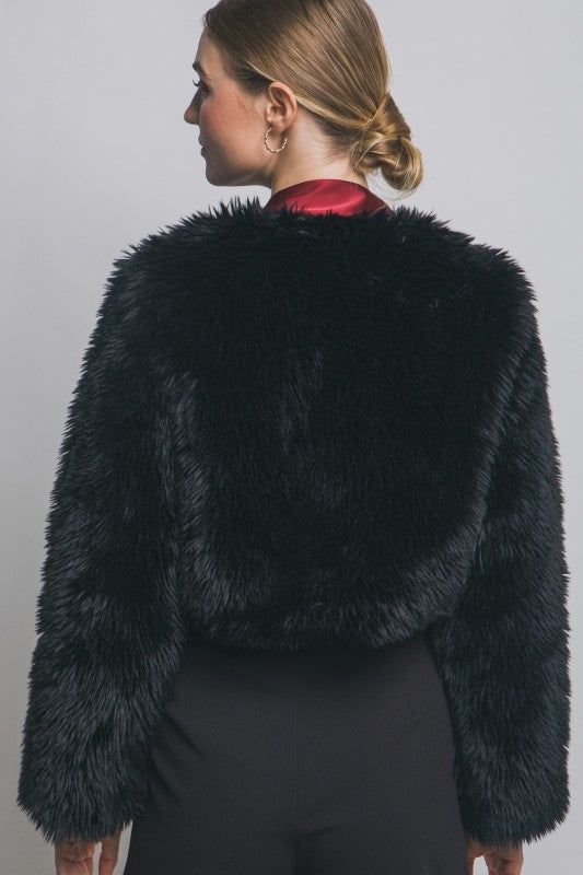 CROP FAUX FUR JACKET