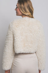 CROP FAUX FUR JACKET