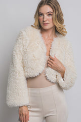 CROP FAUX FUR JACKET