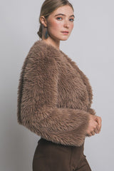 CROP FAUX FUR JACKET