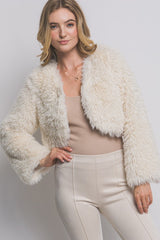 CROP FAUX FUR JACKET