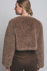 CROP FAUX FUR JACKET
