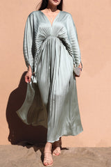 EMME - PLEAT SATIN KIMONO DRESS
