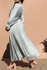 EMME - PLEAT SATIN KIMONO DRESS