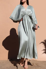 EMME - PLEAT SATIN KIMONO DRESS