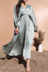 EMME - PLEAT SATIN KIMONO DRESS