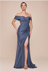 FARAH - OFF SHOULDER JERSEY GOWN
