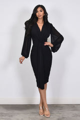 GEMMA - LONG SLEEVE MIDI SCARF DRESS