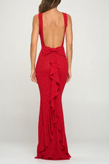 FUKURO - GLITTER BOW BACK MAXI DRESS