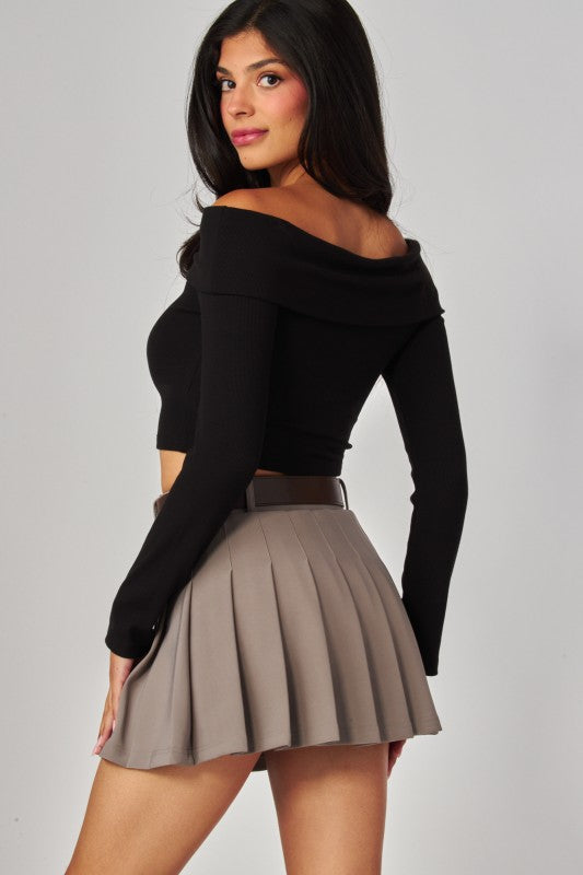 SCUBA PLEATED SKORT WITH BELT