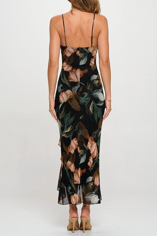 NIKKI - PRINT MESH CAMI DRESS
