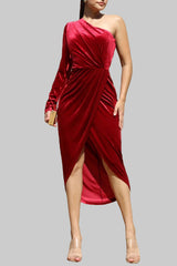 ELISA - O/S VELVET MIDI DRESS