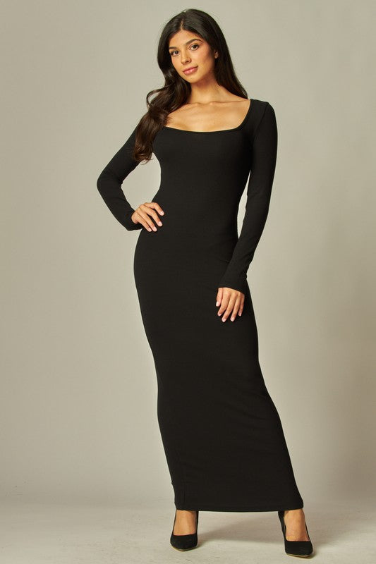 JOLIE - SCOOP NECK RIBBED DRESS