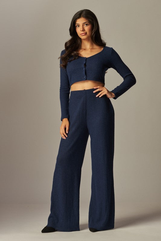 EMILY - NAVY RIB KNIT TOP