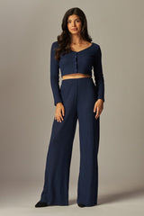 EMILY - NAVY RIB KNIT TOP