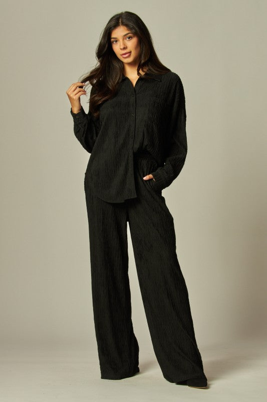 PLISSE - CRINKLE KNIT PANT