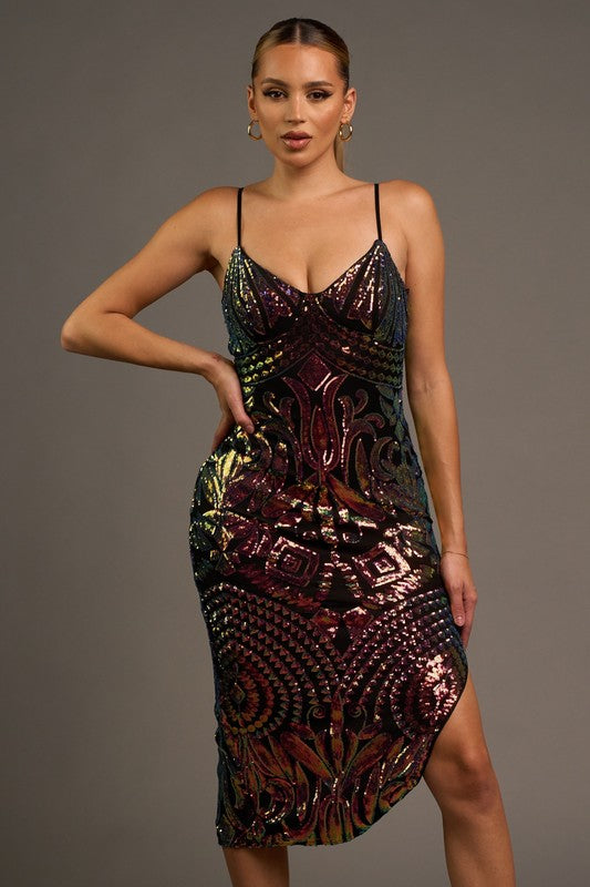 BLACK TIE - MULTI CAMI SEQUIN DRESS