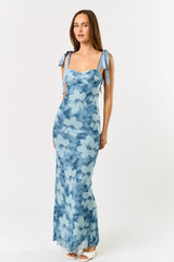 MIA - FLORAL MESH TIE MAXI DRESS