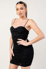 JEMMA - MESH PEARL MINI DRESS