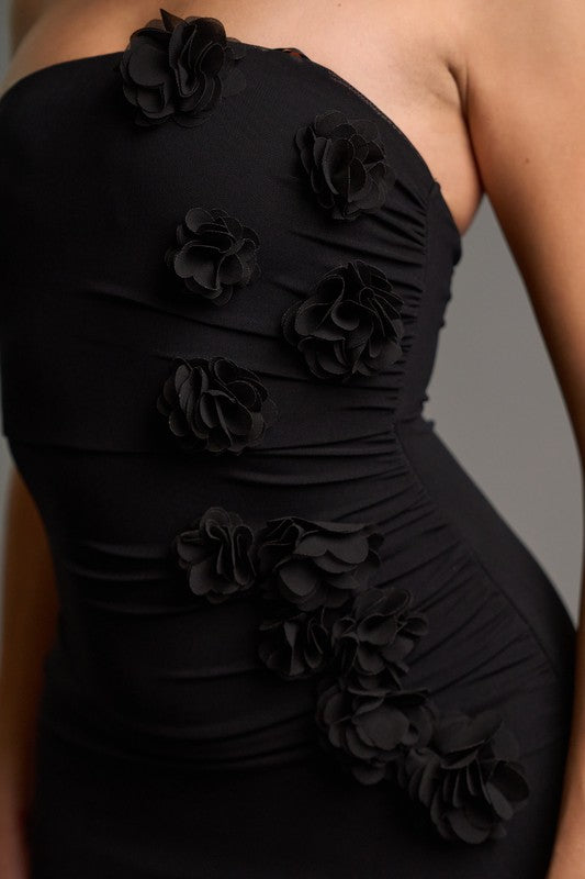 KATE - TUBE MESH MAXI WITH FLORAL DETAILS