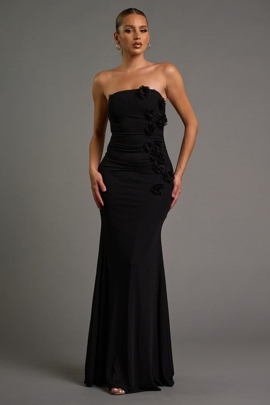 KATE - TUBE MESH MAXI WITH FLORAL DETAILS
